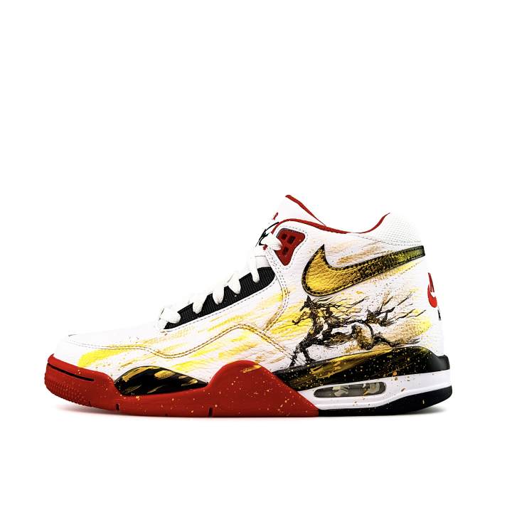 Nike Nike Flight Legacy Cushioning Abrasion Resistant Slip Resistant Mid top Vintage Basketball Shoes Men's White Red