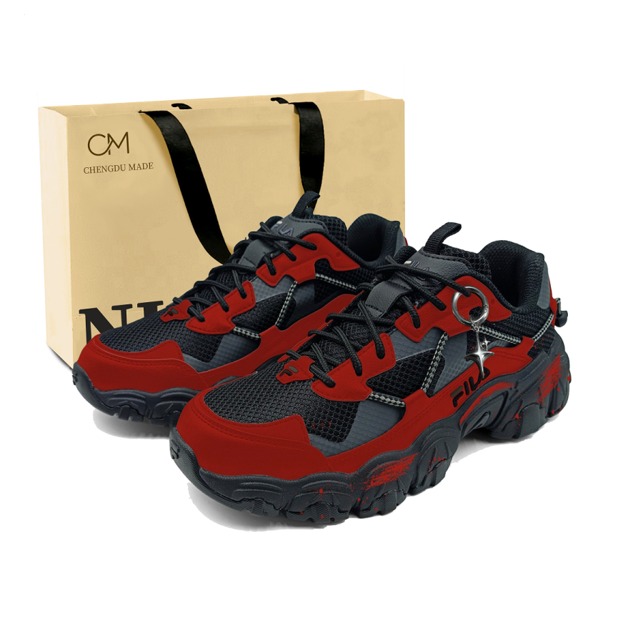 FILA FLUID V2 Luck On Your Side Mesh Cushioning Waterproof Low top Casual Shoes Unisex Red
