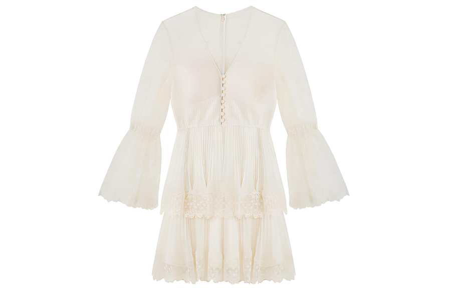 Self-portrait Self portrait Long Sleeved Dress Women's Ivory White