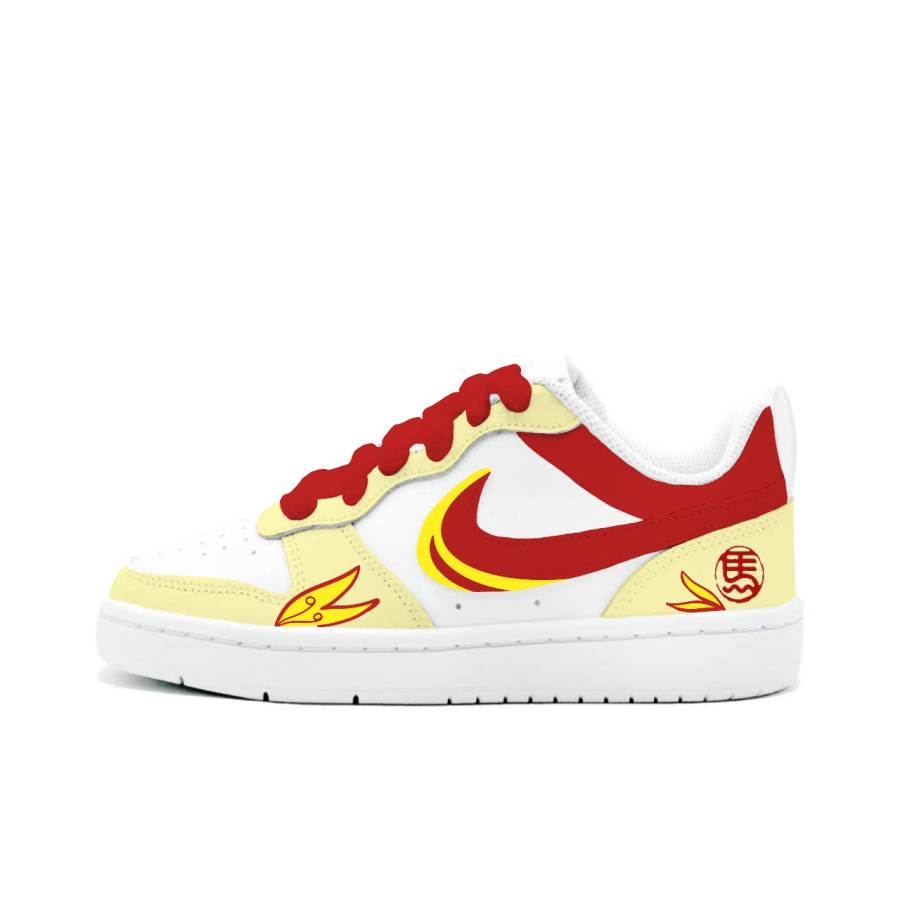 Nike Nike Court Borough 2 Fiery Yellow Horse, Kung Fu Rabbit Leather Cushioning Abrasion Resistant Slip Resistant