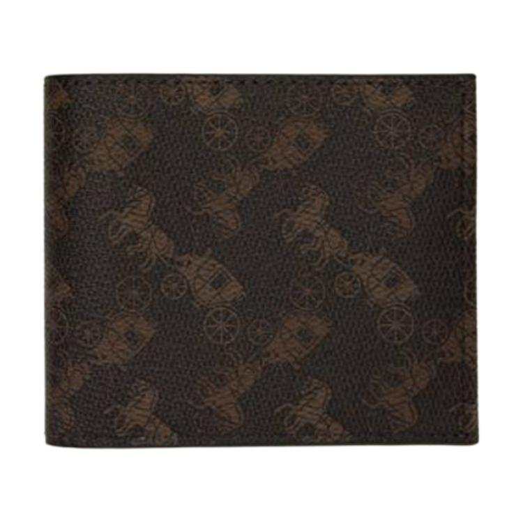 COACH Billfold Wallet PVC Polyvinyl Chloride Clutch Wallet Men's Dark Brown