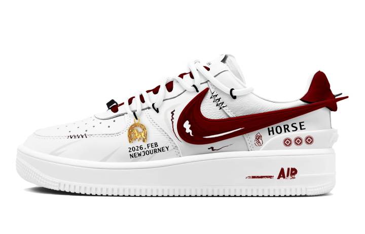 Nike Nike x AMBUSH Air Force 1 Red Gold Journey Top Grain Cow Leather Slip Resistant Abrasion Resistant Low top