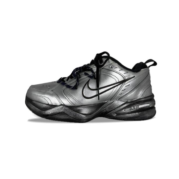 Nike Nike Air Monarch 4 Slip Resistant, Abrasion Resistant, Lightweight Low top Chunky Sneakers Unisex Black Silver