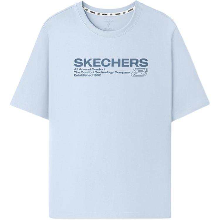 Skechers T Shirts Unisex Iodine Blue/026P Crew Neck Moderate