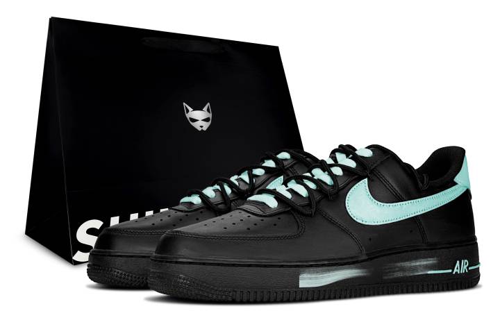 Nike Nike Air Force 1 Obsidian Blue, Shimmery Cat Abrasion Resistant Abrasion Resistant Low top Skateboard Shoes Unisex