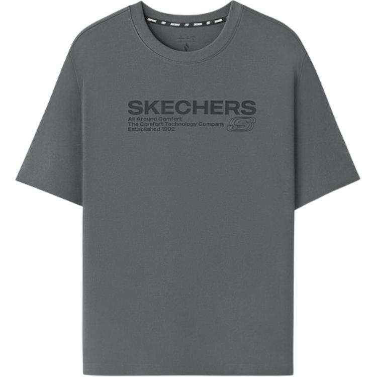 Skechers T Shirts Unisex Smoky Gray/013P Crew Neck Moderate