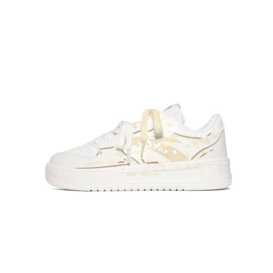 Anta Easy Star Line Yellow, Refreshing Campus Style, Cute, Sweet Style, Niche Couple White Shoes Synthetic Leather