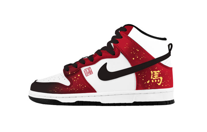 Nike Nike Dunk Instant Blessing Abrasion Resistant High top Skateboard Shoes Women's Black White Red Gold