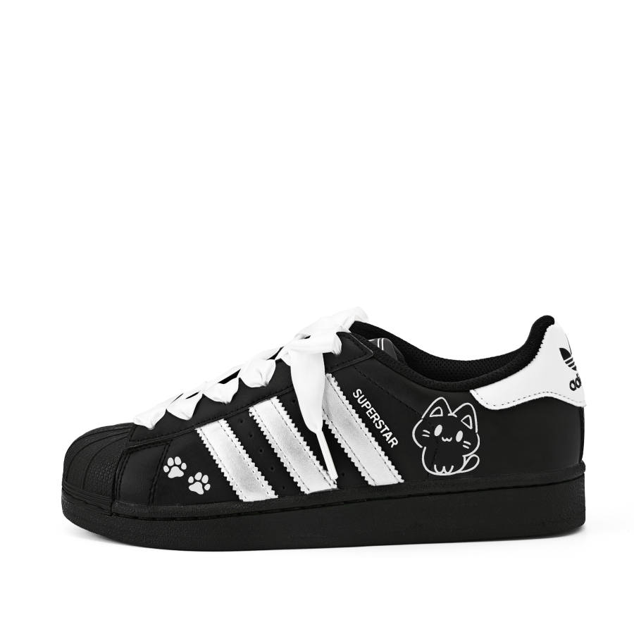 Adidas Originals Superstar 2 Meow Steaming Sticks Leather Abrasion Resistant Low top Kids' Skateboarding Shoes
