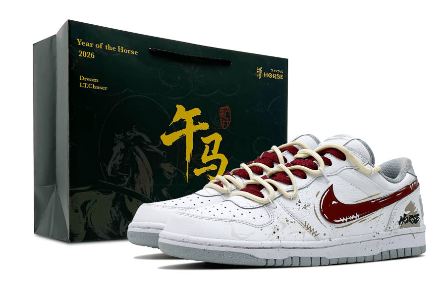 Nike Nike Big Leather Abrasion Resistant Breathable Low top Skateboard Shoes Men's White Red