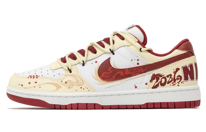 Nike Nike Big Leather Abrasion Resistant Slip Resistant Low top Skateboard Shoes Unisex Red White