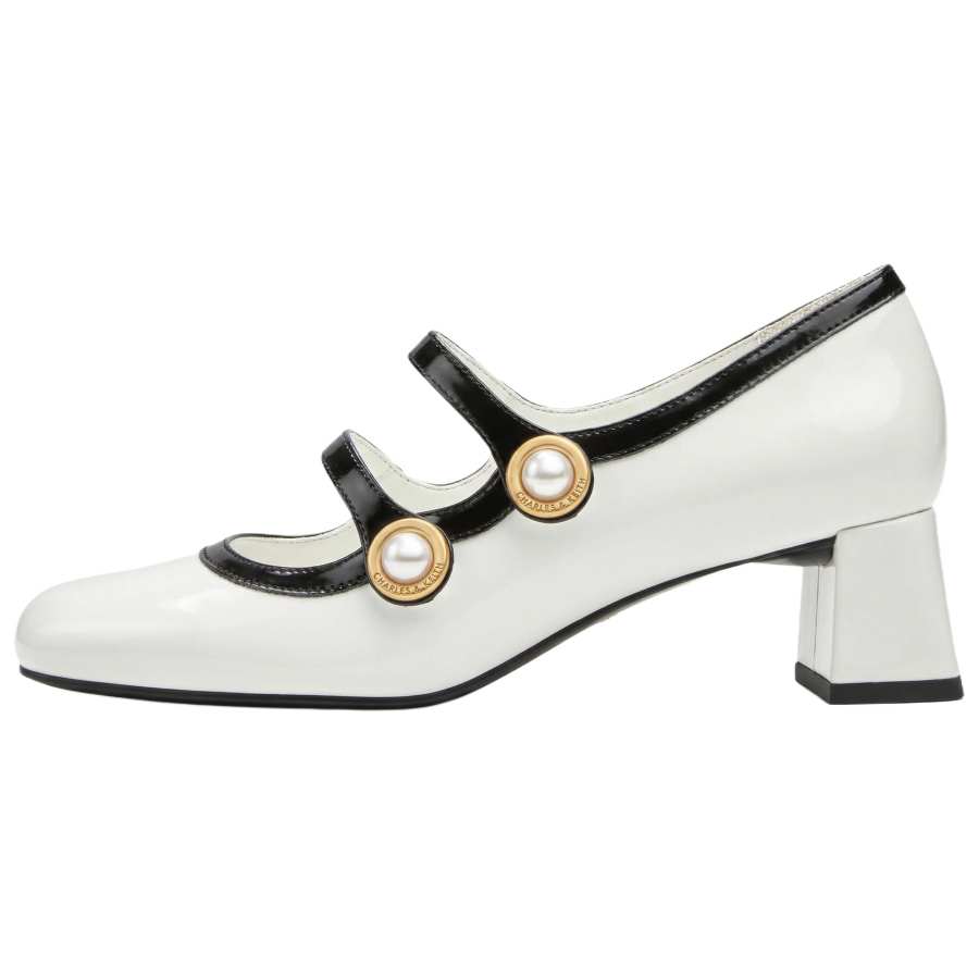 CHARLES&KEITH Small Ck Pu Chunky Heel Mary Jane High Heels 4.7CM Women's