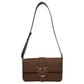PINKO Grain Leather Shoulder Bag Medium Women's Brown