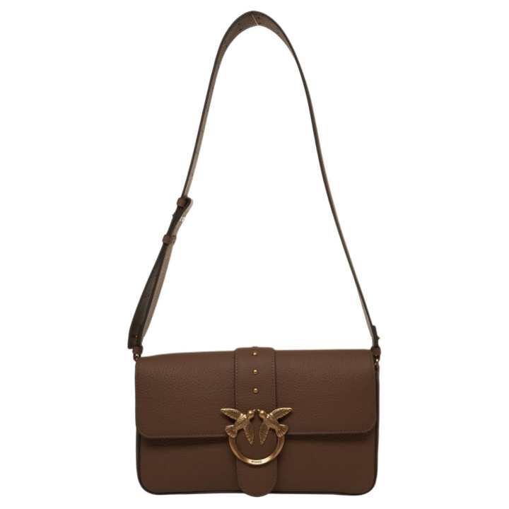 PINKO PINKO Grain Leather Shoulder Bag Medium Women's Brown