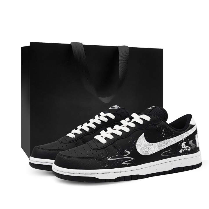 Nike Nike Big Low Lux Thermal Slip Resistant Cushioning Abrasion Resistant Low top Skateboard Shoes Unisex Black Silver