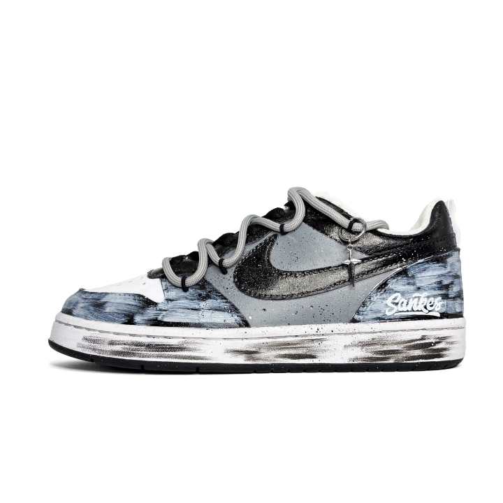 Nike Nike Court Borough Dawn, Graffiti, Hand Drawn Abrasion Resistant Slip Resistant Low top Skateboard Shoes Black Gray