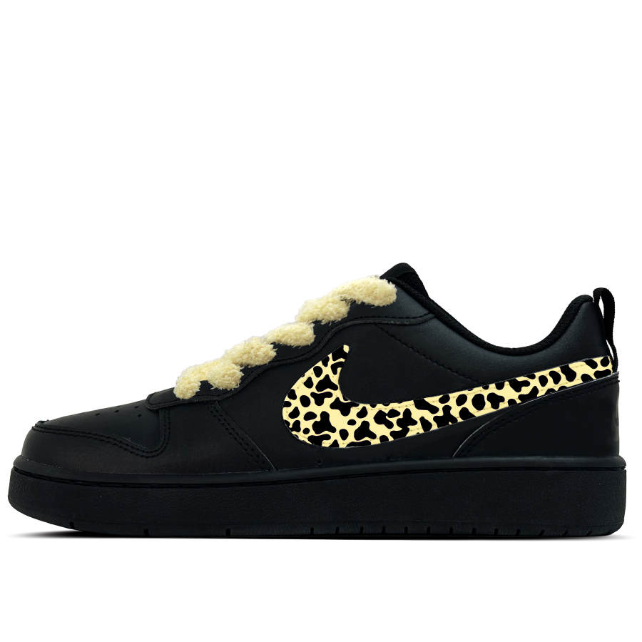 Nike Nike Court Borough Liver Spot Leather Abrasion Resistant Slip Resistant Low top Kids' Skateboarding Shoes Yellow Black