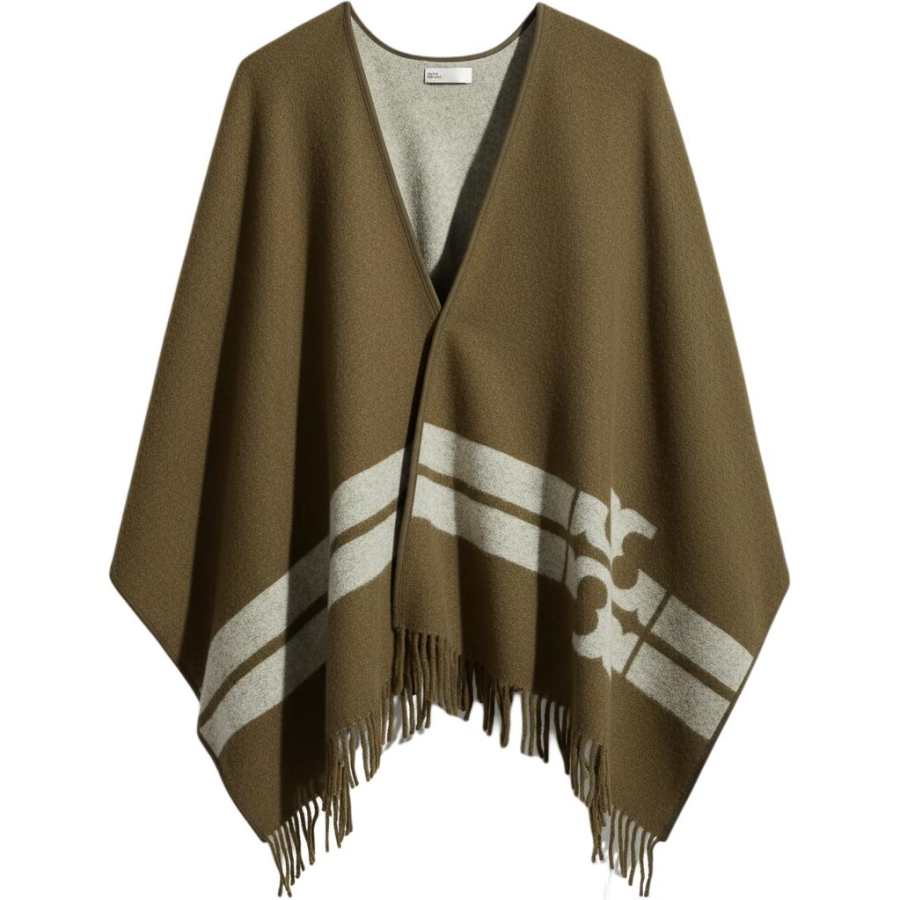 TORY BURCH Tory Burch striped logo cape
