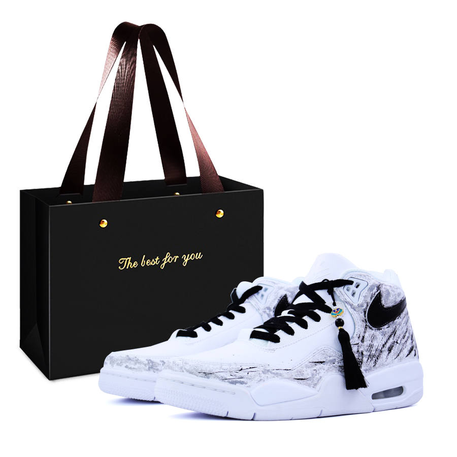 Nike Nike Flight Legacy Shopping Bag, Ink Dyed Fringe Synthetic Leather Mid top Vintage Basketball Shoes Unisex