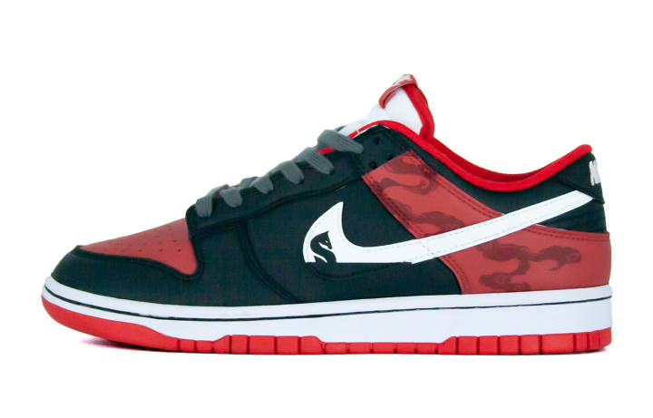 Nike Nike Dunk Galloping Star Racing Leather Abrasion Resistant Slip Resistant Low top Skateboard Shoes Women's Black Red