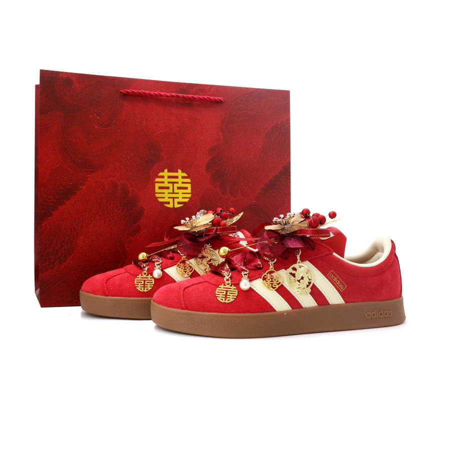 Adidas Adidas Vl Court Classic Perfect Match Prosperity, Shopping Bag Couple, Wedding Shoes, New Chinese Style Suede