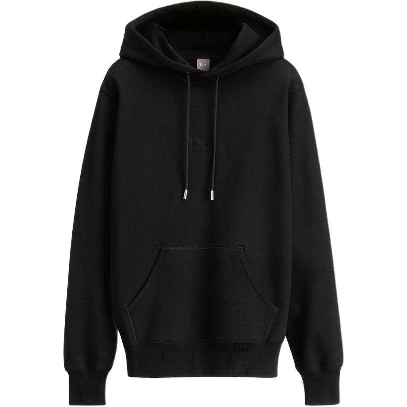 DIOR Sweatshirts Men's Black Hooded Non Detachable Moderate Straight Fit
