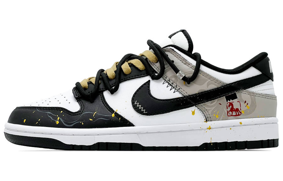 Nike Nike Dunk Abrasion Resistant Low top Skateboard Shoes Unisex Black White Brown