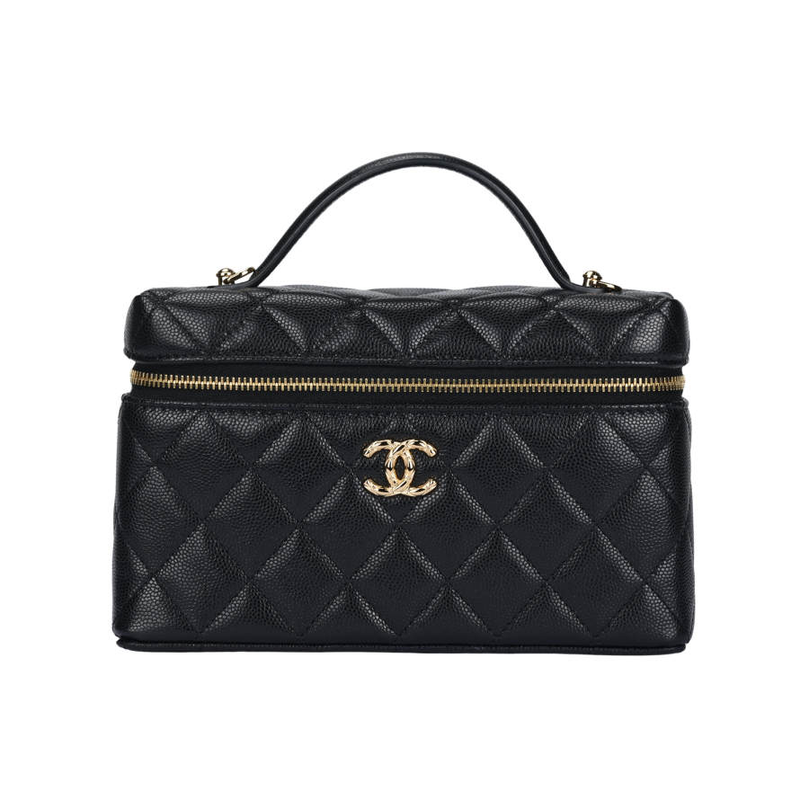 CHANEL Cow Leather Crossbody Handbag Women's Black