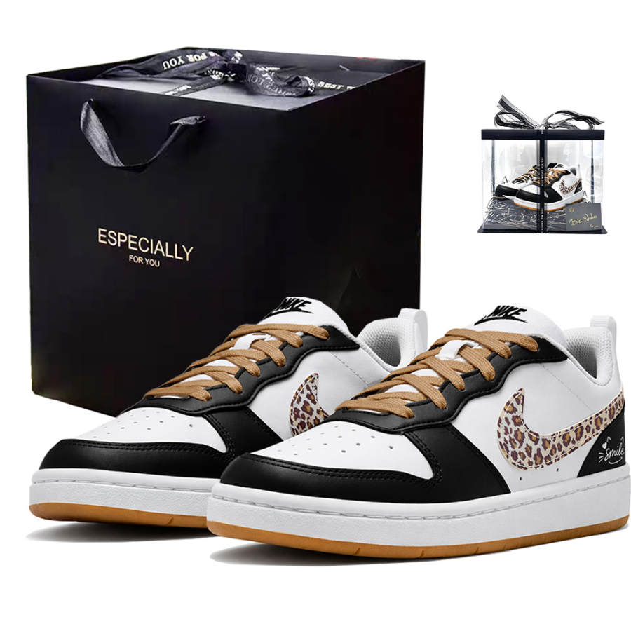 Nike Nike Court Borough Last Party, Box Synthetic Leather Abrasion Resistant Breathable Low top Kids' Skateboarding Shoes