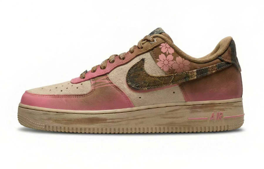 Nike Nike Air Force 1 REGO Hot Dog, Caramel Cherry Blossom Slip Resistant Slip Resistant Low top Skateboard Shoes Men's