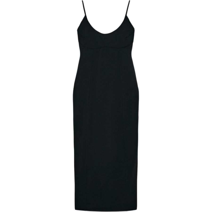 ZARA Slip Dresses Women's Black Moderate Midi Skirt