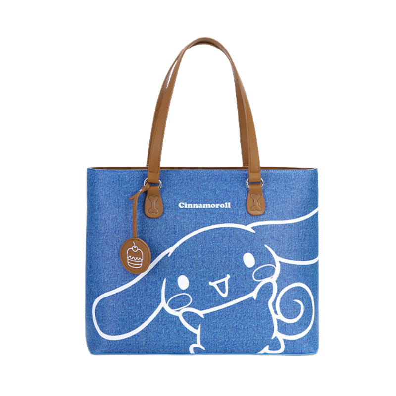 Sanrio Denim With PU Panel Shoulder Bag Women's Blue