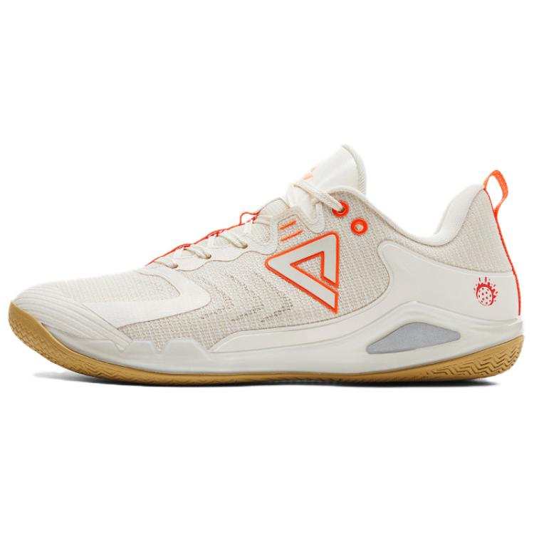 PEAK PEAK Cushioning Lightweight Low top Training Shoes Men's Canvas White Orange