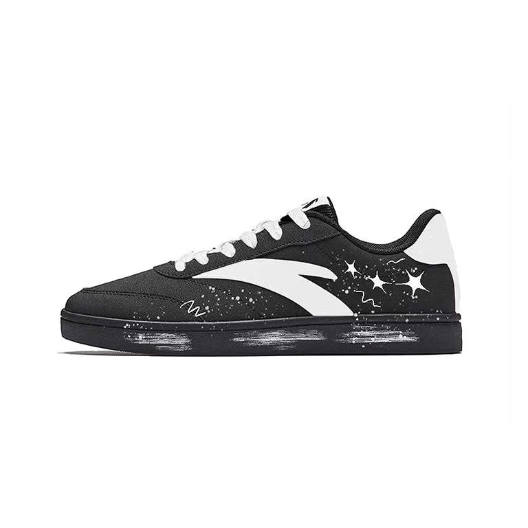 Anta Active Star Trace Balance Slip Resistant Low top Skateboard Shoes Unisex Black White