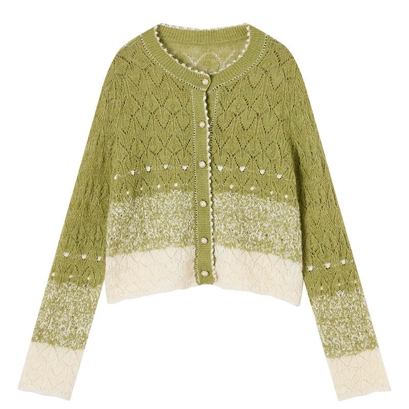 XIANGYING Knitwear Women's Crew Neck Moderate Cardigan