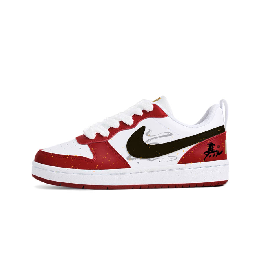 Nike Nike Court Borough RECRAFT Cushioning, Wear Resistant Low top Kids' Skateboarding Shoes Red Black Teenagers