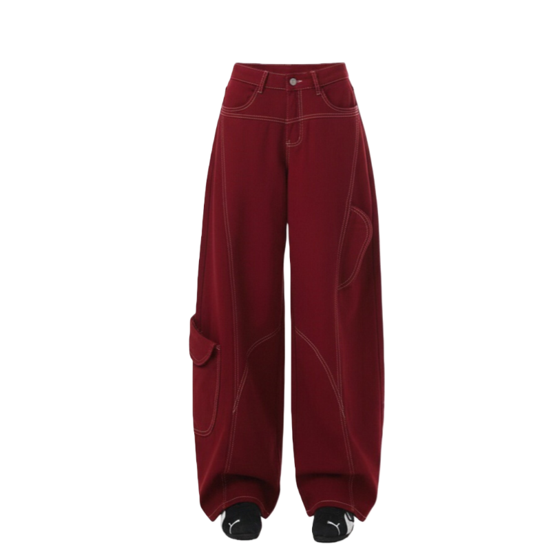 Sugarfunk Jeans Women's Burgundy Moderate Cargo Pants