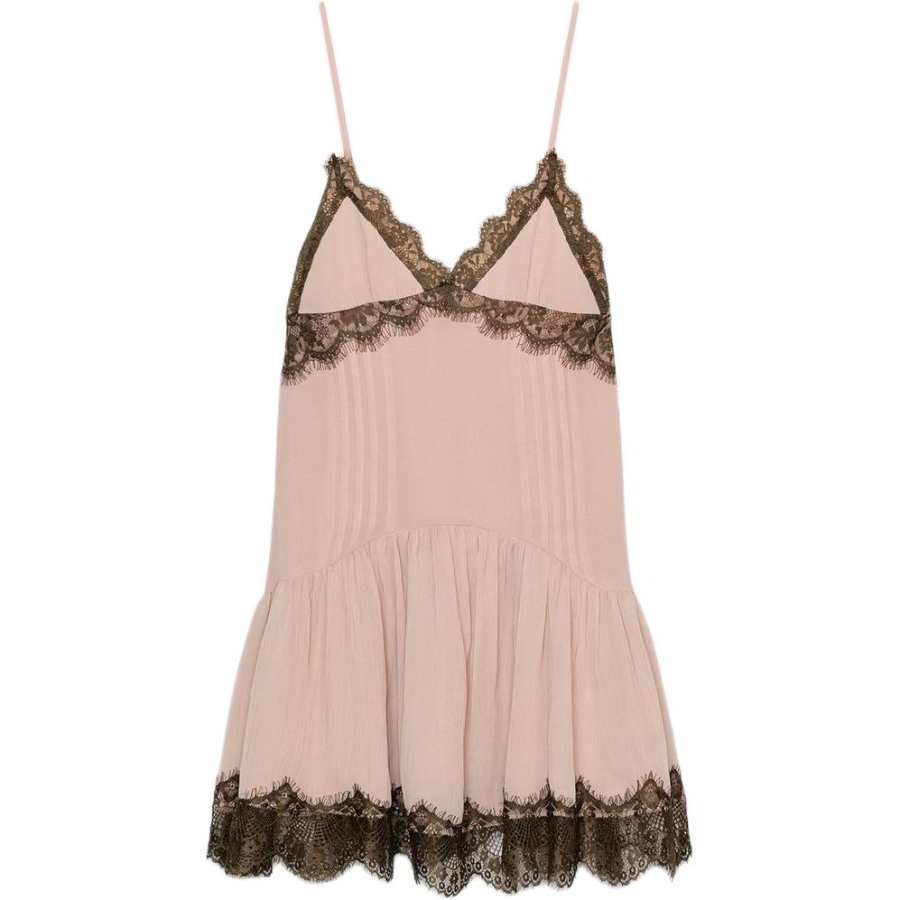ZARA Slip Dresses Women's Pink V Neck Moderate Short