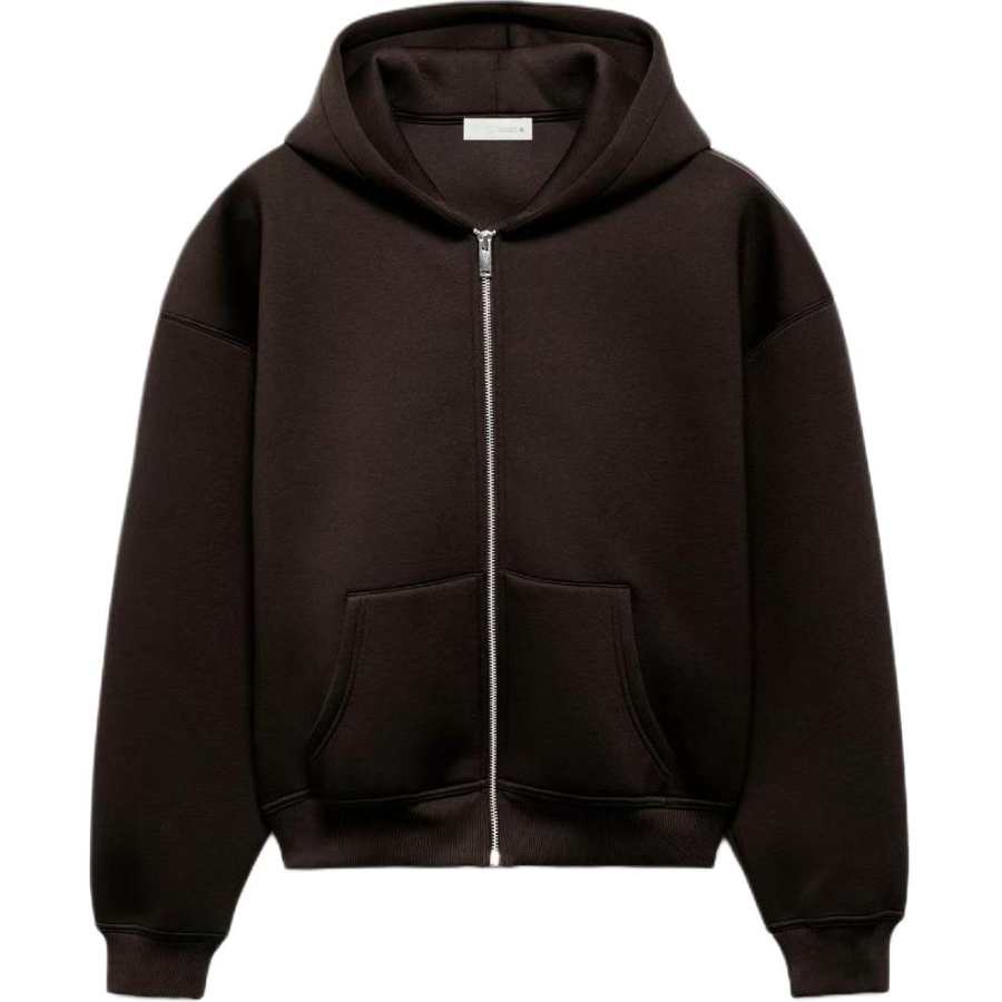 ZARA Sweatshirts Women's Chocolate Hooded Non Detachable Moderate