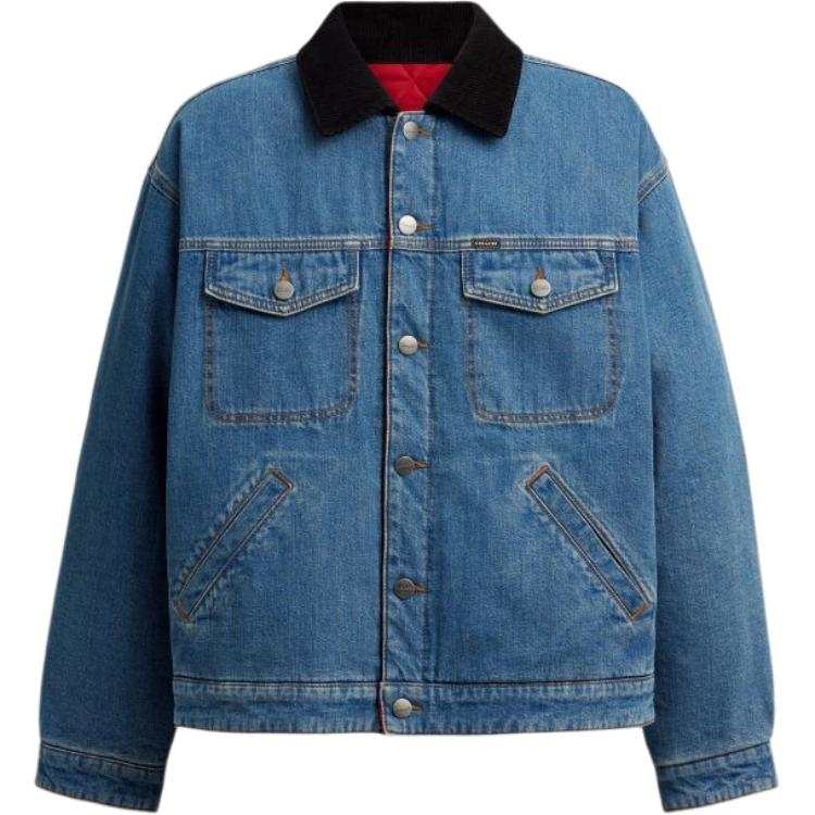 COACH Puffer Jackets Men's Western Fashion Style Washed Lapel Moderate Puffer Jacket