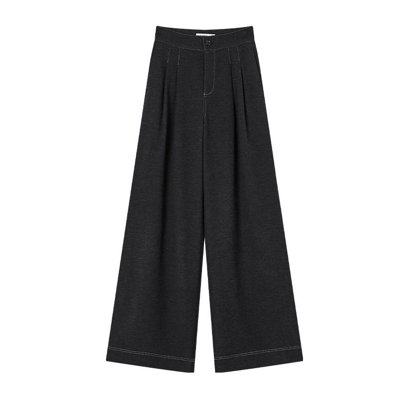 XIANGYING Casual Pants Women's Dark Gray Moderate Wide Leg Pants