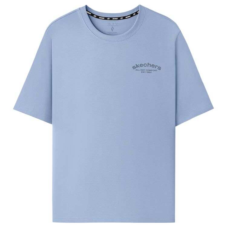 Skechers T Shirts Unisex Stone Mill Blue/053K Crew Neck Moderate