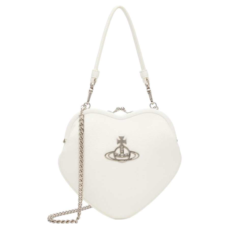 Vivienne Westwood Cow Leather Crossbody Handbag, Shoulder Bag Women's White