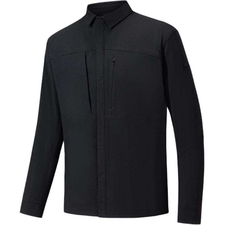 ANTA Shirts Men's Black Lapel Moderate Shirt