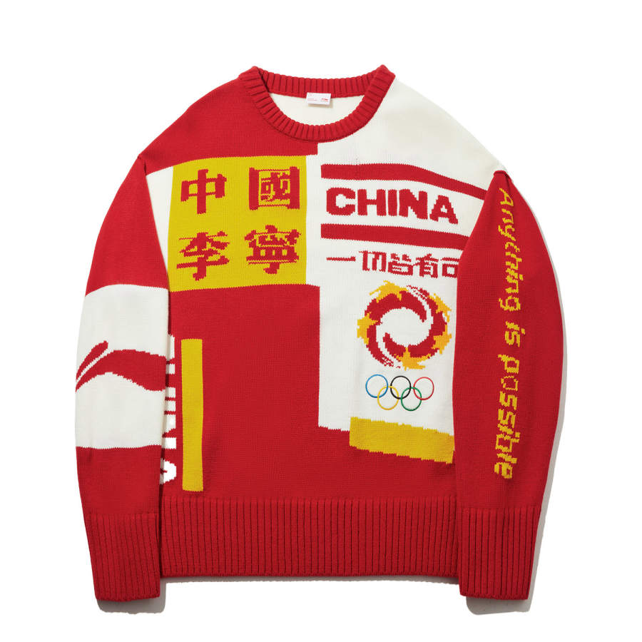 Li-Ning Li Ning Knitwear Unisex Noble Red/Ecru Crew Neck Moderate Other
