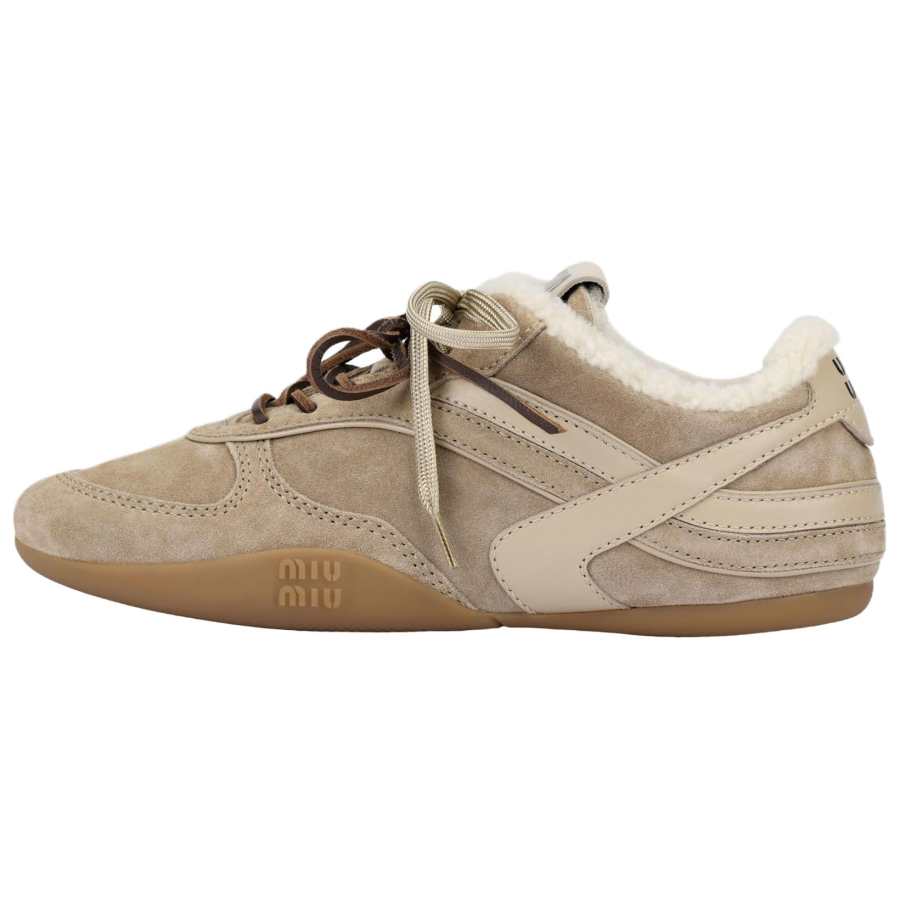 MIU MIU Gymnasium Low top Casual Shoes Women's Desert Yellow