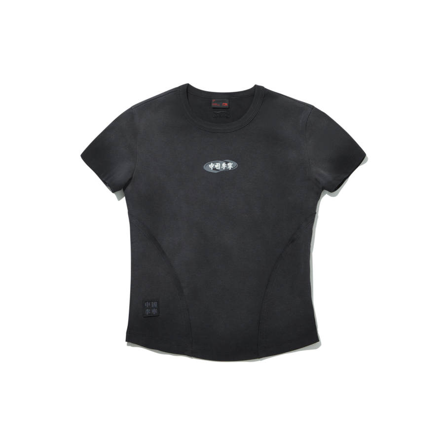 Li-Ning Li Ning T Shirts Women's Black Crew Neck