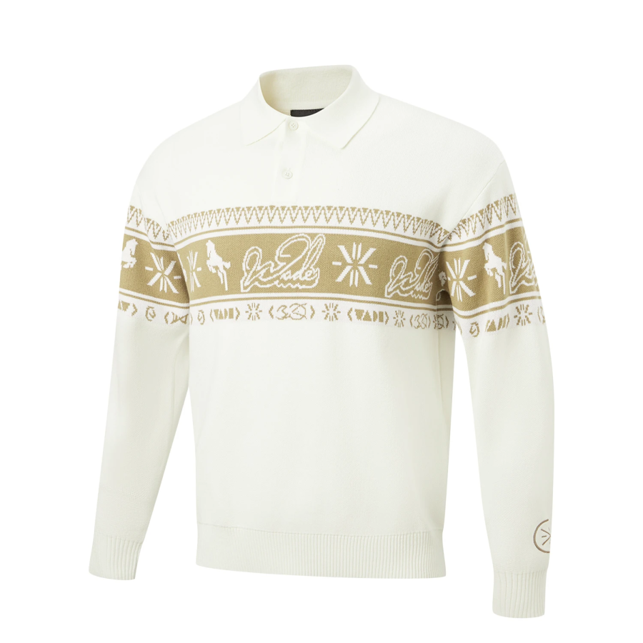 Li-Ning Li Ning Knitwear Men's Ivory Lapel Moderate Other