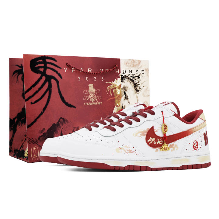 Nike Nike Big Low Lux Abrasion Resistant Breathable Low top Skateboard Shoes Men's Red White