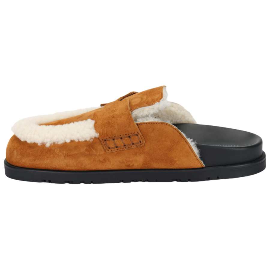 HERMES Go Slip Resistant Closed Toe Slippers Women's Brown